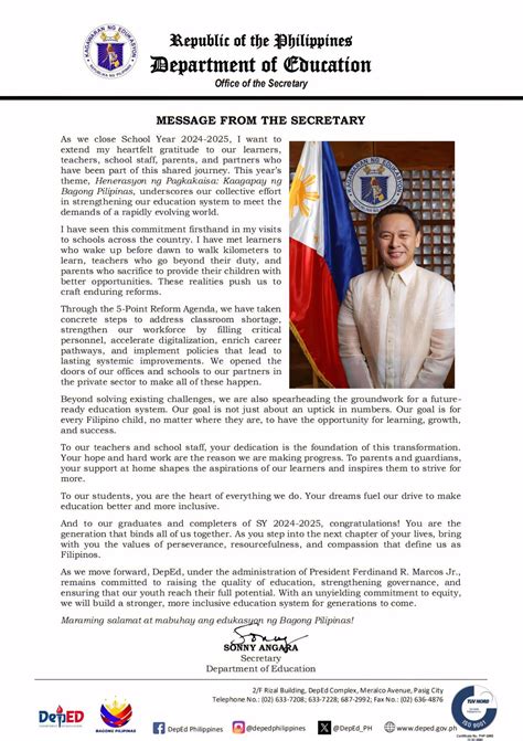 para sa lahat pulandit|Pamaskong Mensahe mula sa Kalihim ng Kagawaran ng Edukasyon.